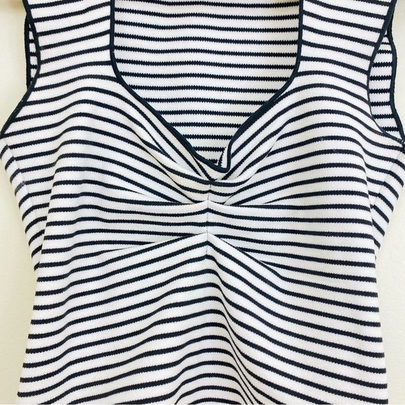 New Zara Stripe Black and White Jersey Stretch Tank Top Sleeveless blouse Size S - Picture 5 of 8